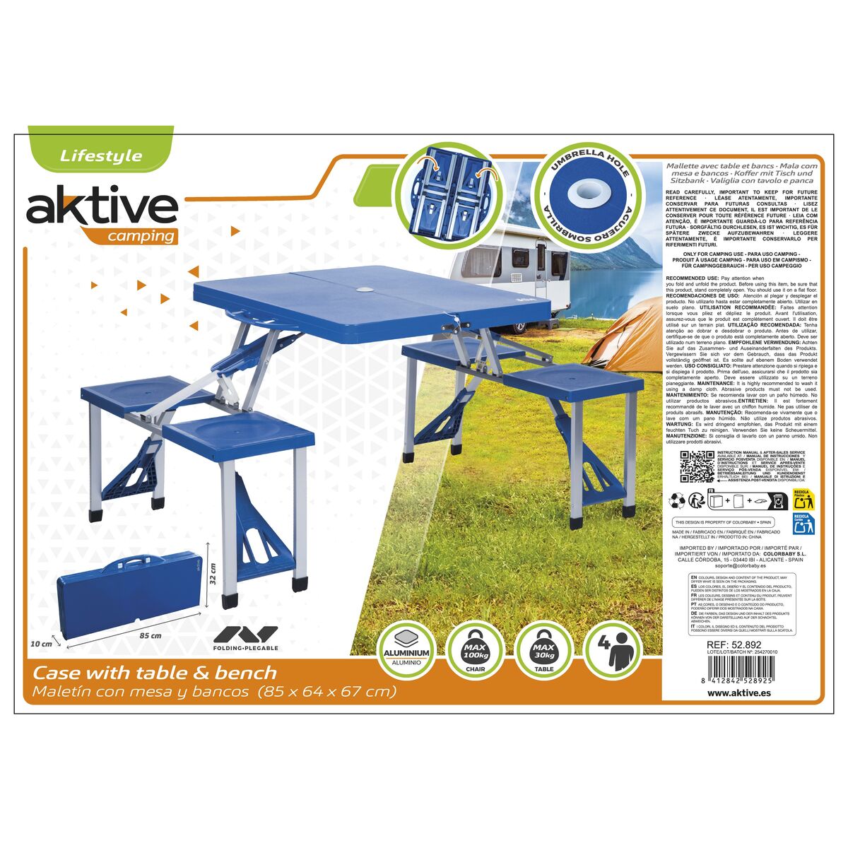 Set med bord och bänk Aktive 85 x 67 x 64 cm - 5