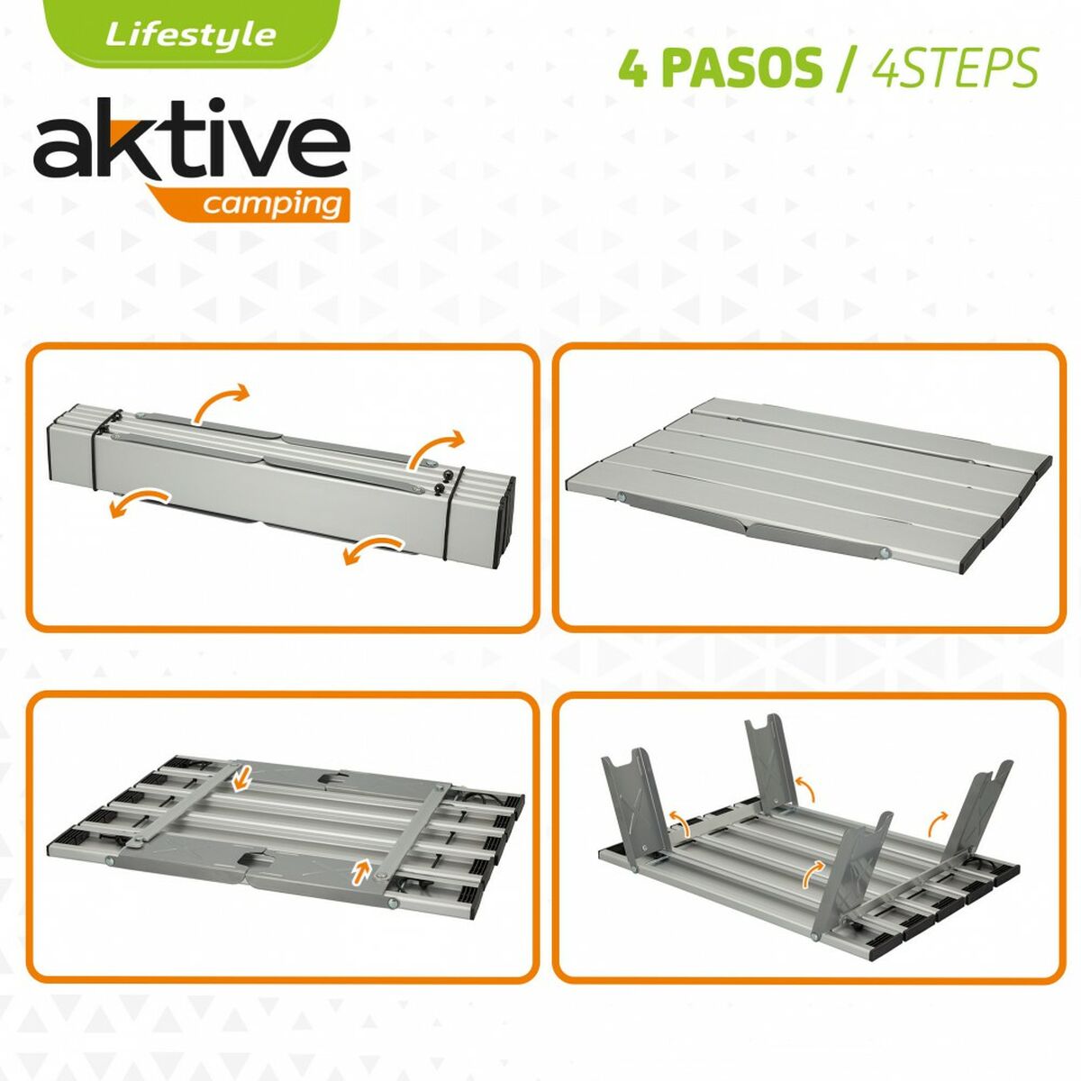 Fällbord Aktive Silvrig Aluminium 40 x 13 x 28,5 cm (4 antal) - 4
