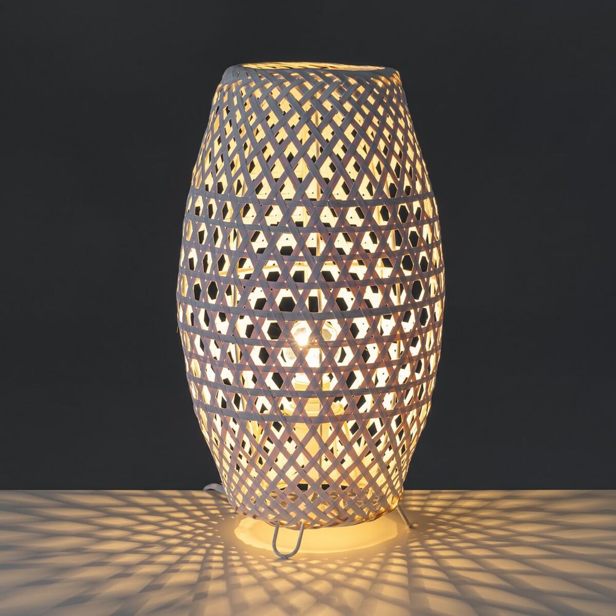 Bordslampa Vit Metall Bambu 40 W 220-240 V 20 x 20 x 37 cm - 4
