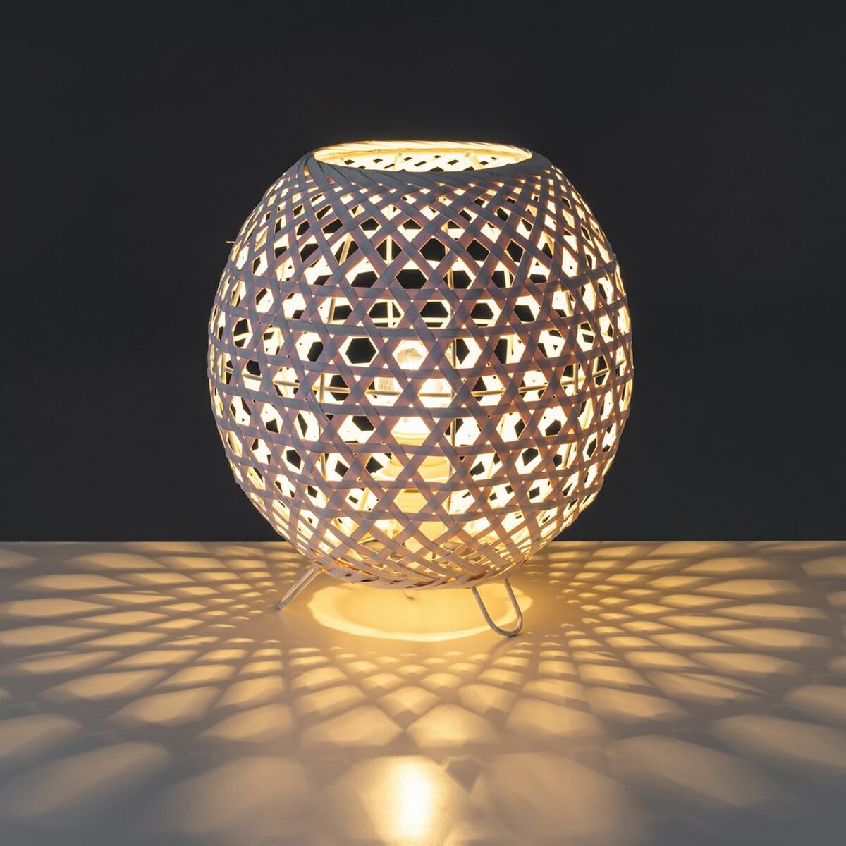 Bordslampa Vit Metall Bambu 40 W 220-240 V 20 x 20 x 23 cm - 4