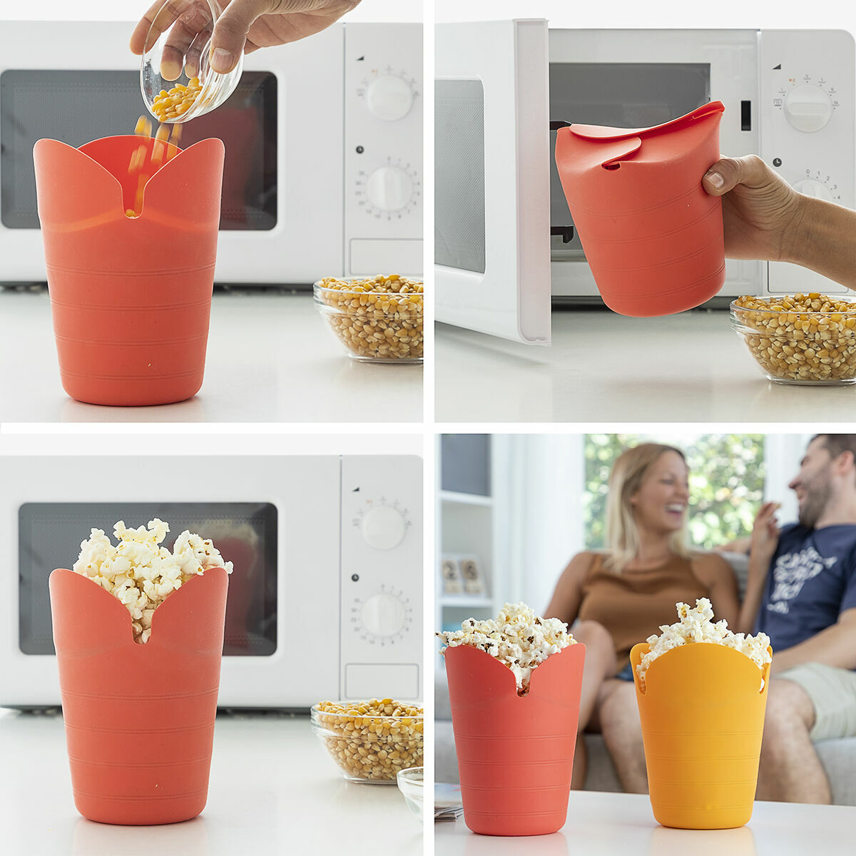 Hopvikbara popcornskålar i silikon InnovaGoods COLLAPSIBLE POPCORN BOWL Metall Silikon (Renoverade A) - 4