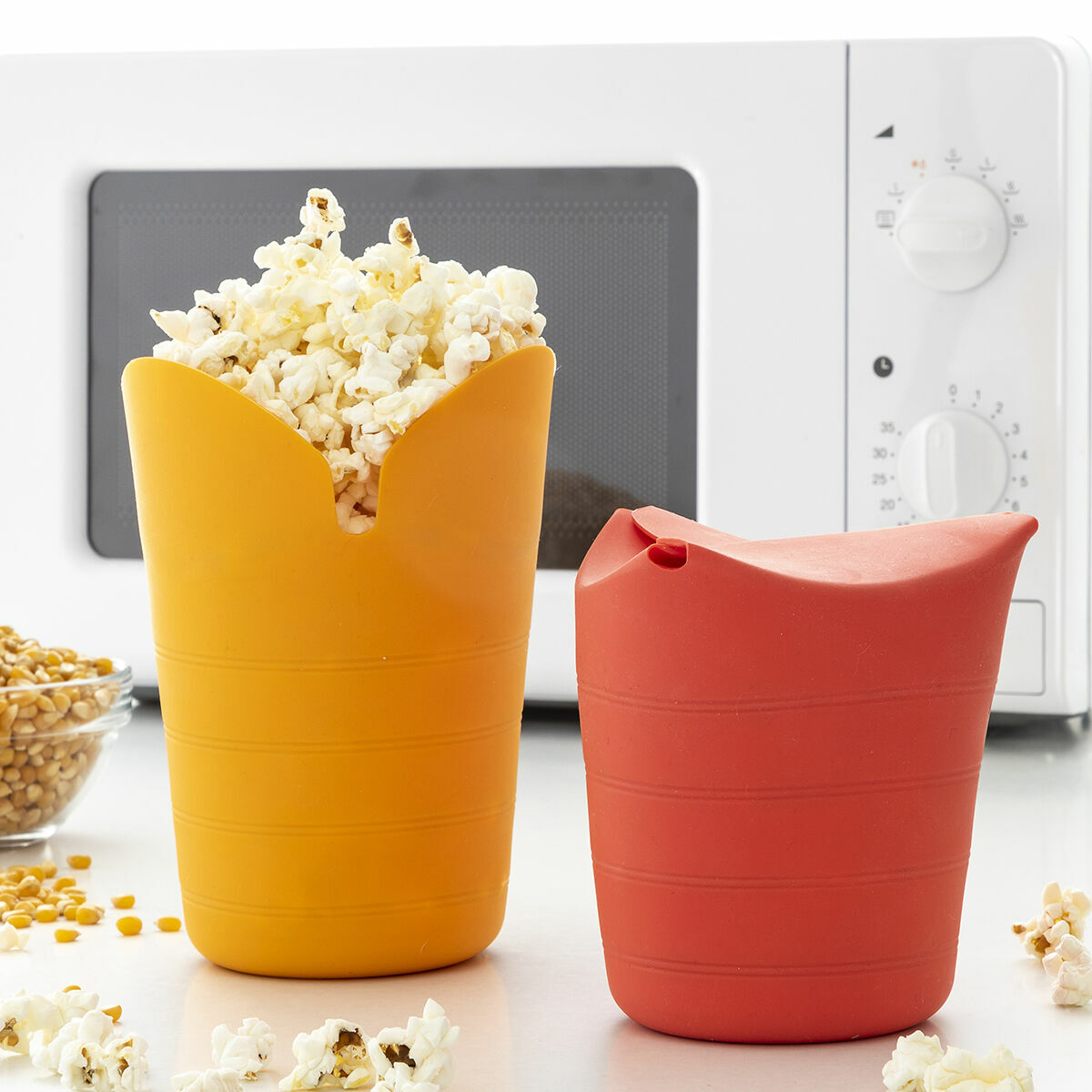 Hopvikbara popcornskålar i silikon InnovaGoods COLLAPSIBLE POPCORN BOWL Metall Silikon (Renoverade A) - 2