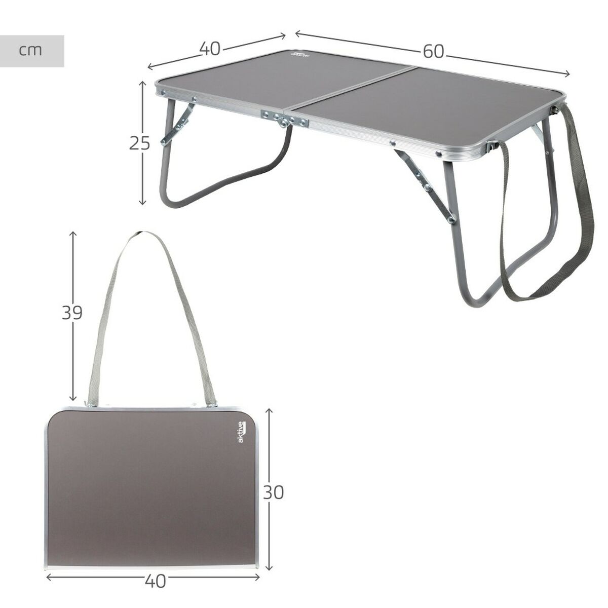 Fällbord Aktive Camping Antracitgrå 60 x 25 x 40 cm (4 antal) - 5