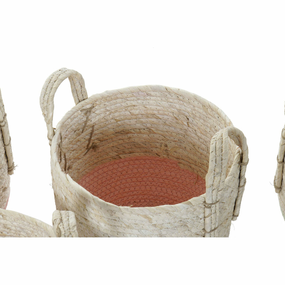 Korg - set DKD Home Decor Naturell Rosa Grön Naturliga fibrer 30 x 30 x 32 cm Boho (2 antal) - 11