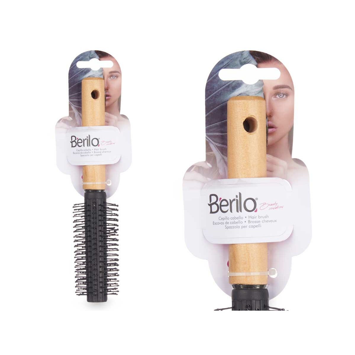 Rund borste Berilo Brun Svart Trä Silikon Plast (12 antal) - 4