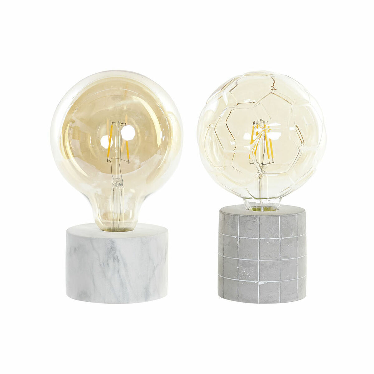Bordslampa DKD Home Decor Vit Grå Gyllene Cement 12 x 12 x 22 cm (2 antal) - 4