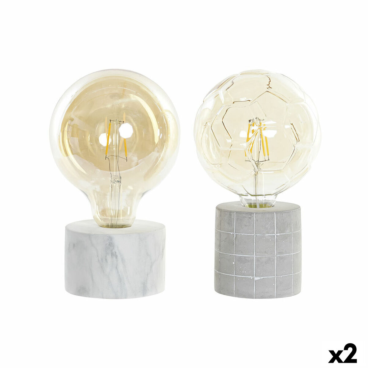 Bordslampa DKD Home Decor Vit Grå Gyllene Cement 12 x 12 x 22 cm (2 antal) - 10