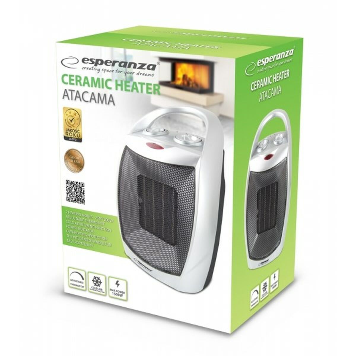 Bärbar värmefläkt Esperanza EHH006 Svart 1500 W 1 Delar - 4