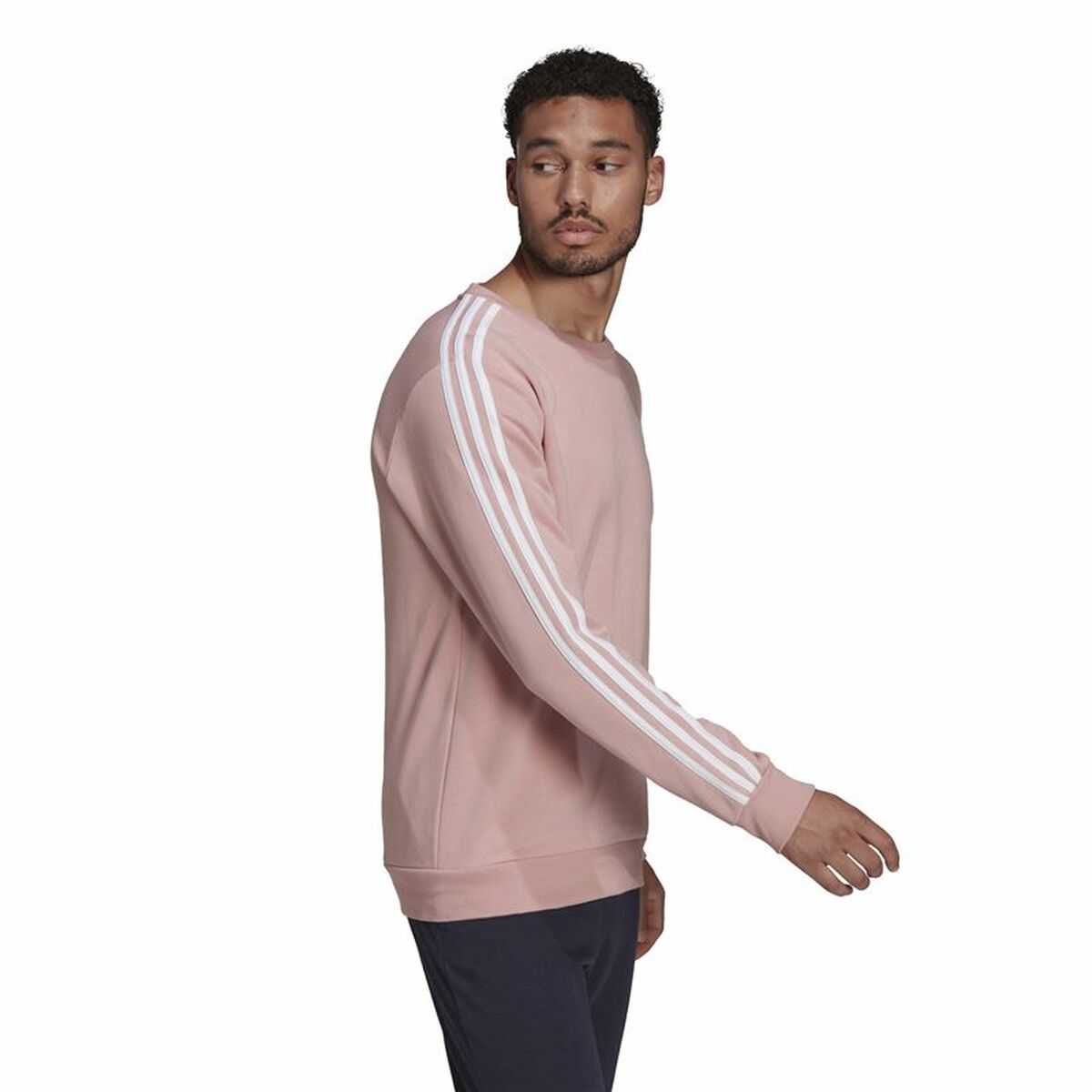 Tröja utan huva Herr Adidas Essentials French Terry 3 Stripes Rosa - 3