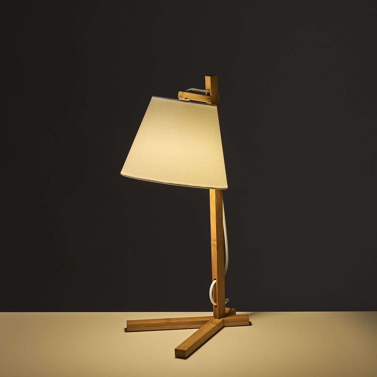 Bordslampa Vit Naturell Bambu 40 W 220-240 V 27 x 21 x 50 cm - 4