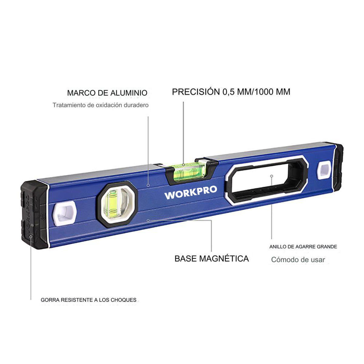 Vattenpass Workpro Aluminium 40 cm Magnetic - 6