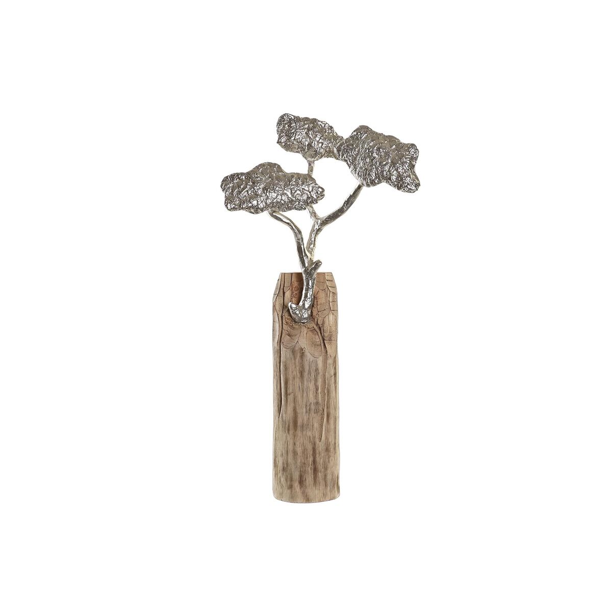 Prydnadsfigur DKD Home Decor Stock Silvrig Träd Brun Aluminium Kolonial Mangoträ (26 x 11 x 51 cm)