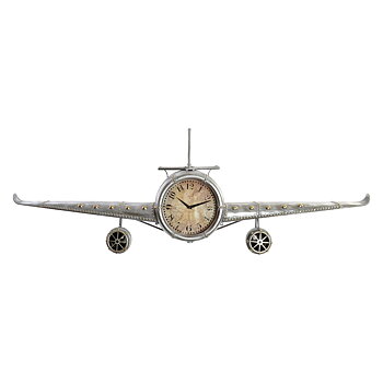 Väggklocka DKD Home Decor Flygplan Metall Glas (141 x 20 x 46.5 cm)
