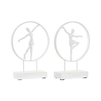 Prydnadsfigur DKD Home Decor 23 x 9 x 33 cm Vit Balettdansare (2 antal)