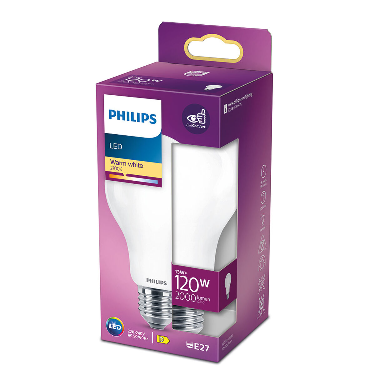 LED-lampa Philips D 120 W 13 W E27 2000 Lm 7 x 12 cm (2700 K) - 6