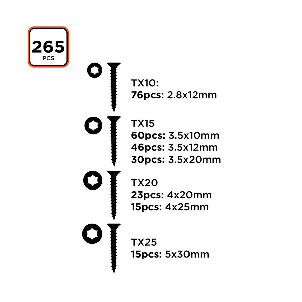 Skruvsats Black & Decker Torx 265 Delar - 3