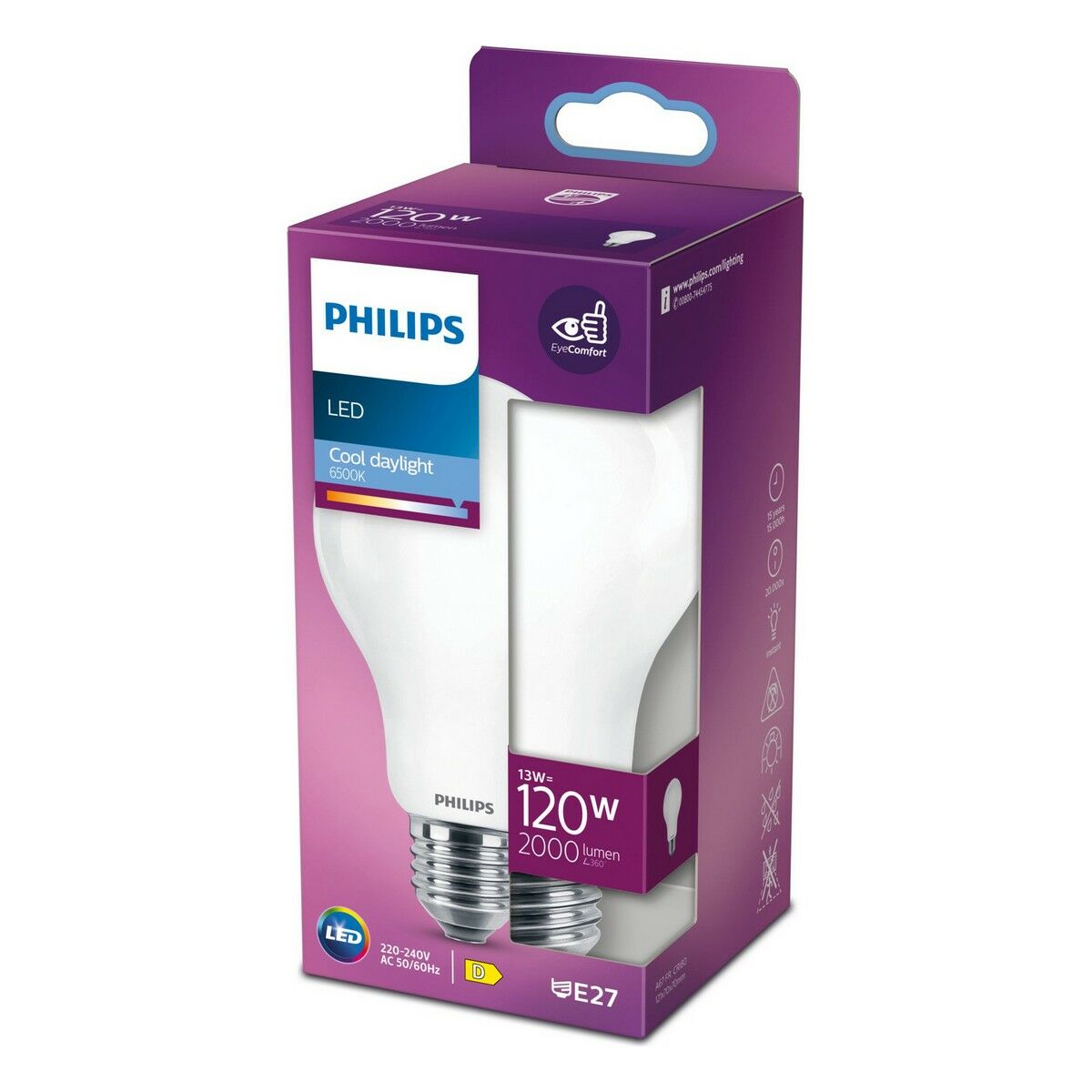 LED-lampa Philips D 120 W 13 W E27 2000 Lm 7 x 12 cm (6500 K)