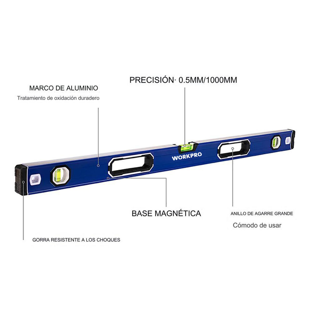 Vattenpass Workpro Aluminium 60 cm Magnetic - 7