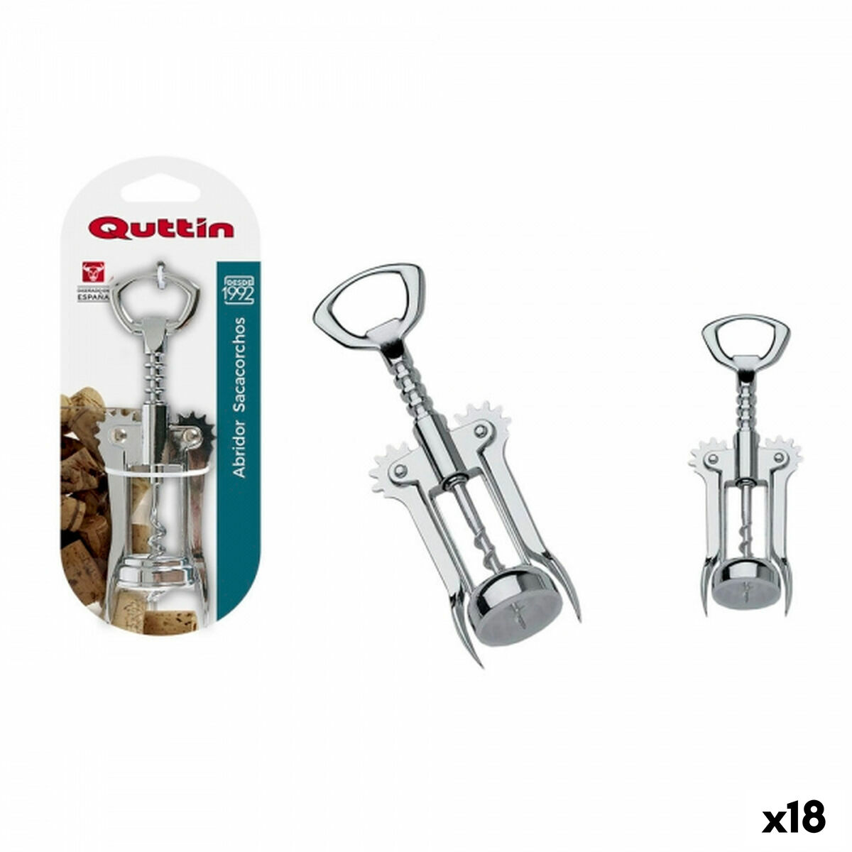 Flasköppnare med korkskruv Quttin Rostfritt stål 16,5 cm (18 antal)