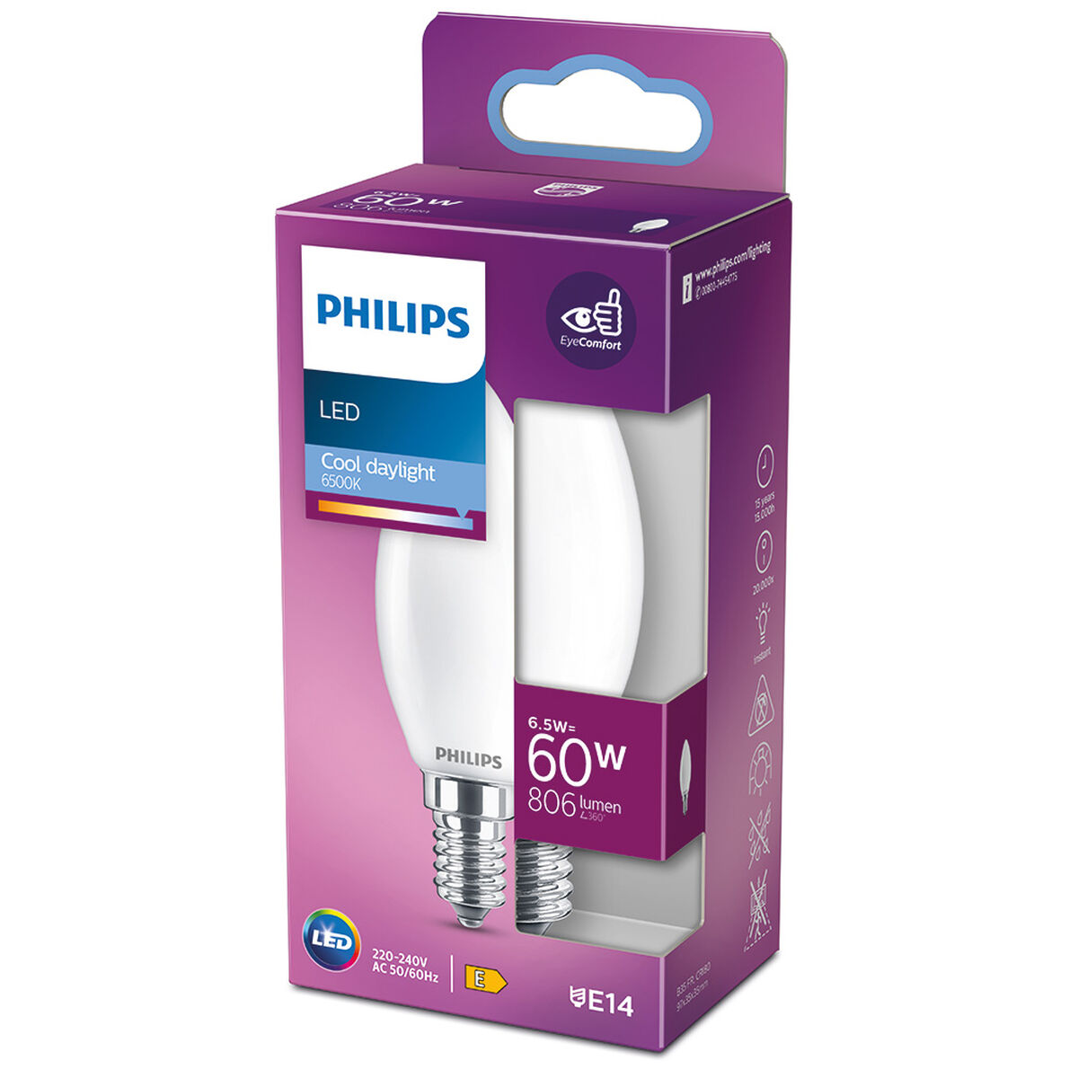 LED-lampa Philips Ljus E 6,5 W E14 806 lm 3,5 x 9,7 cm (6500 K) - 5