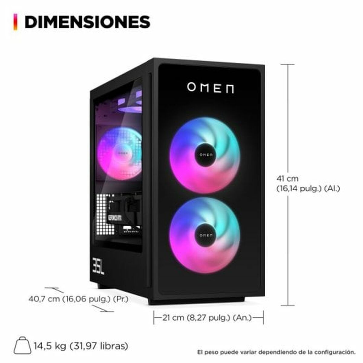 Bordsdator HP OMEN 35L GT16-0000ns Intel Core i5-14400F 16 GB RAM 1 TB SSD Nvidia Geforce RTX 4060 - 4