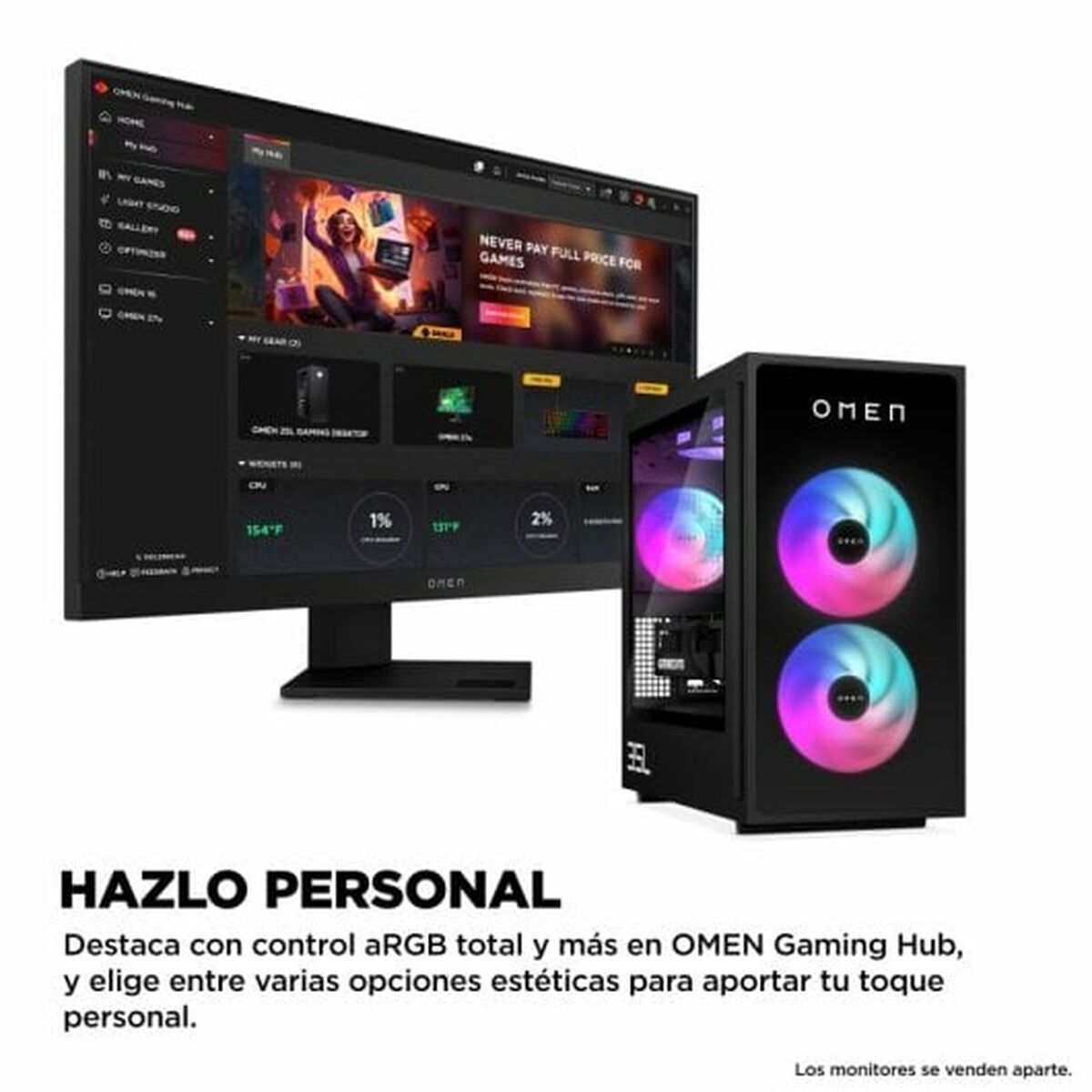 Bordsdator HP OMEN 35L GT16-0000ns Intel Core i5-14400F 16 GB RAM 1 TB SSD Nvidia Geforce RTX 4060 - 6