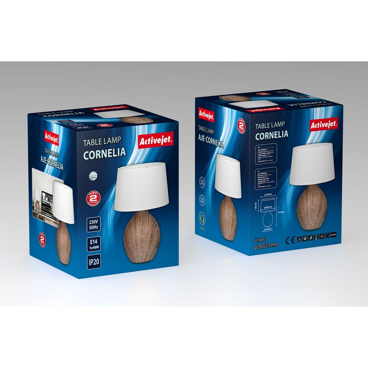 Bordslampa Activejet AJE-CORNELIA Svart Trä - 3