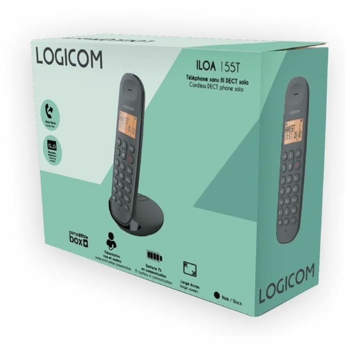 Markkabeltelefon Logicom DECT ILOA 155T SOLO Svart