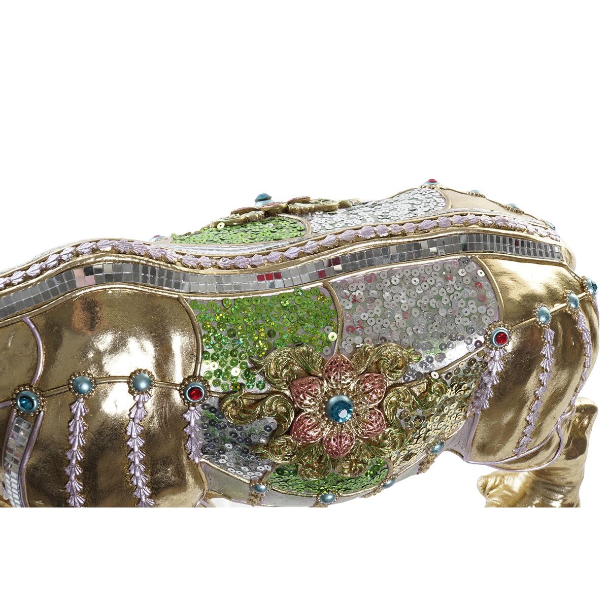 Prydnadsfigur DKD Home Decor Gyllene Harts Multicolour Noshörning (55 x 17,5 x 25 cm) - 9