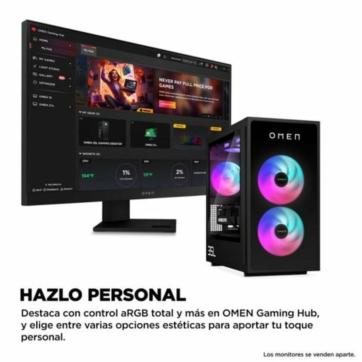 Bordsdator HP OMEN 35L GT16-0000ns Intel Core i5-14400F 16 GB RAM 1 TB SSD Nvidia Geforce RTX 4060 - 6