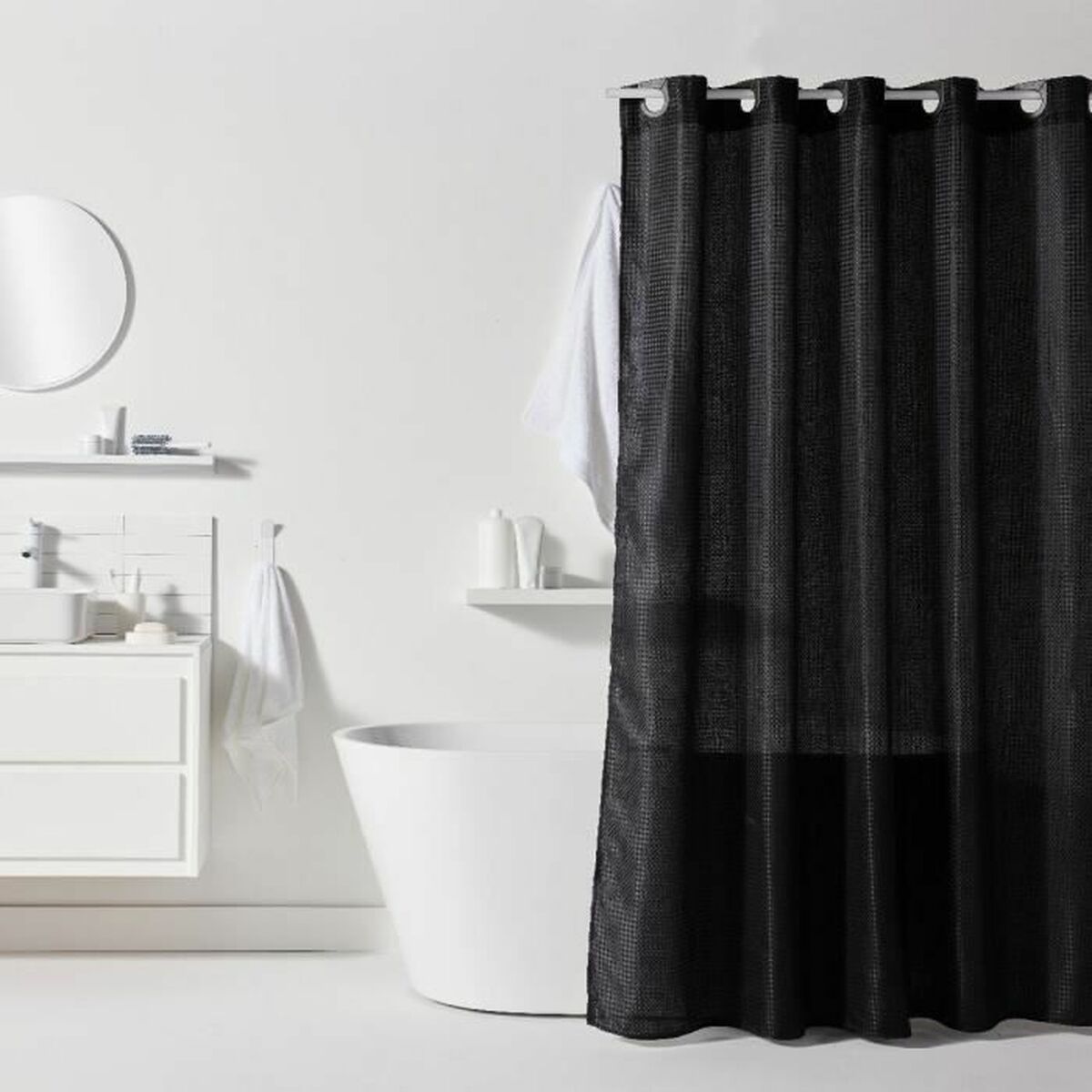 Duschdraperi TODAY Svart Polyester 180 x 200 cm (12 antal)