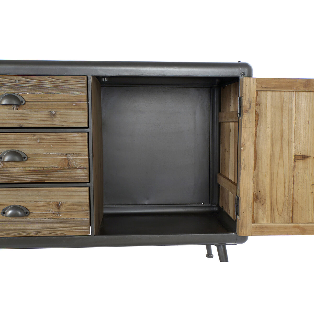 Skänk DKD Home Decor 144 x 45 x 75 cm Gran Naturell Metall Ljusgrå - 3