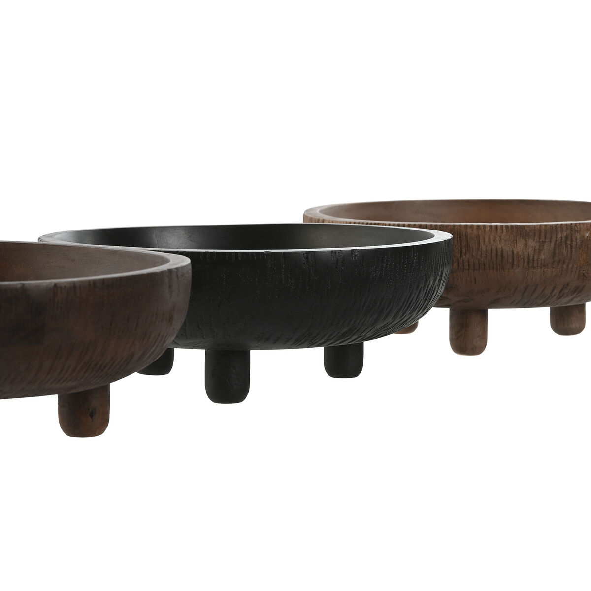 Bordsdekoration Home ESPRIT Brun Svart Ljusbrun Mangoträ Kolonial 25 x 25 x 9 cm (3 antal) - 2