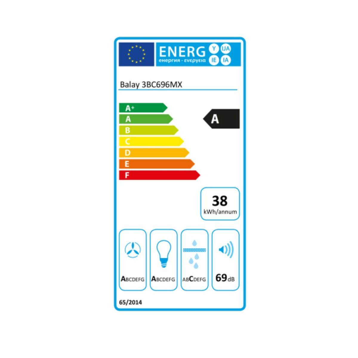 Konventionell fläkt Balay 3BC696MX 600 m3/h 69 dB (A) Silvrig Stål - 2