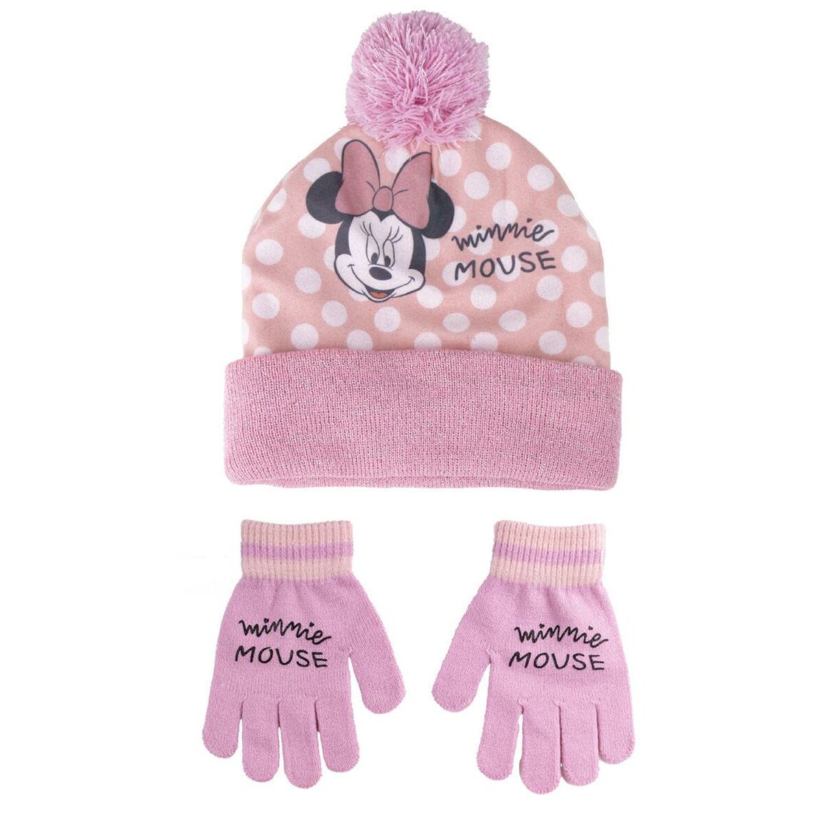 Mössor och handskar Minnie Mouse Ljusrosa 2 Delar - 3