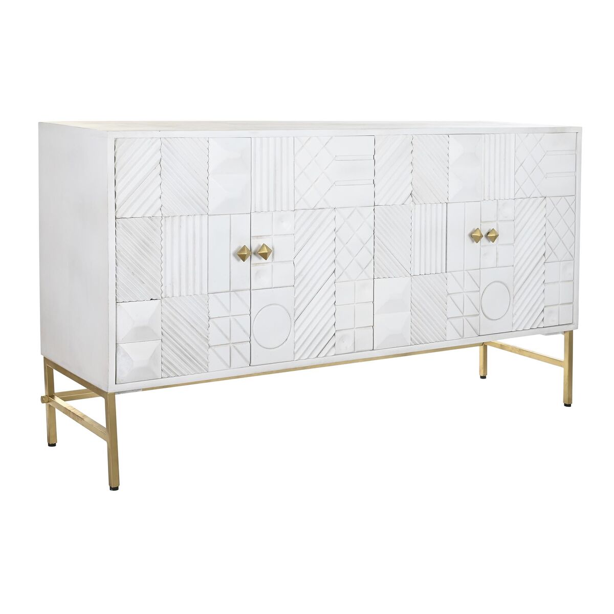 Skänk DKD Home Decor Vit Mässing Mangoträ 157 x 43 x 84 cm 153 x 43 x 84 cm Romb - 10