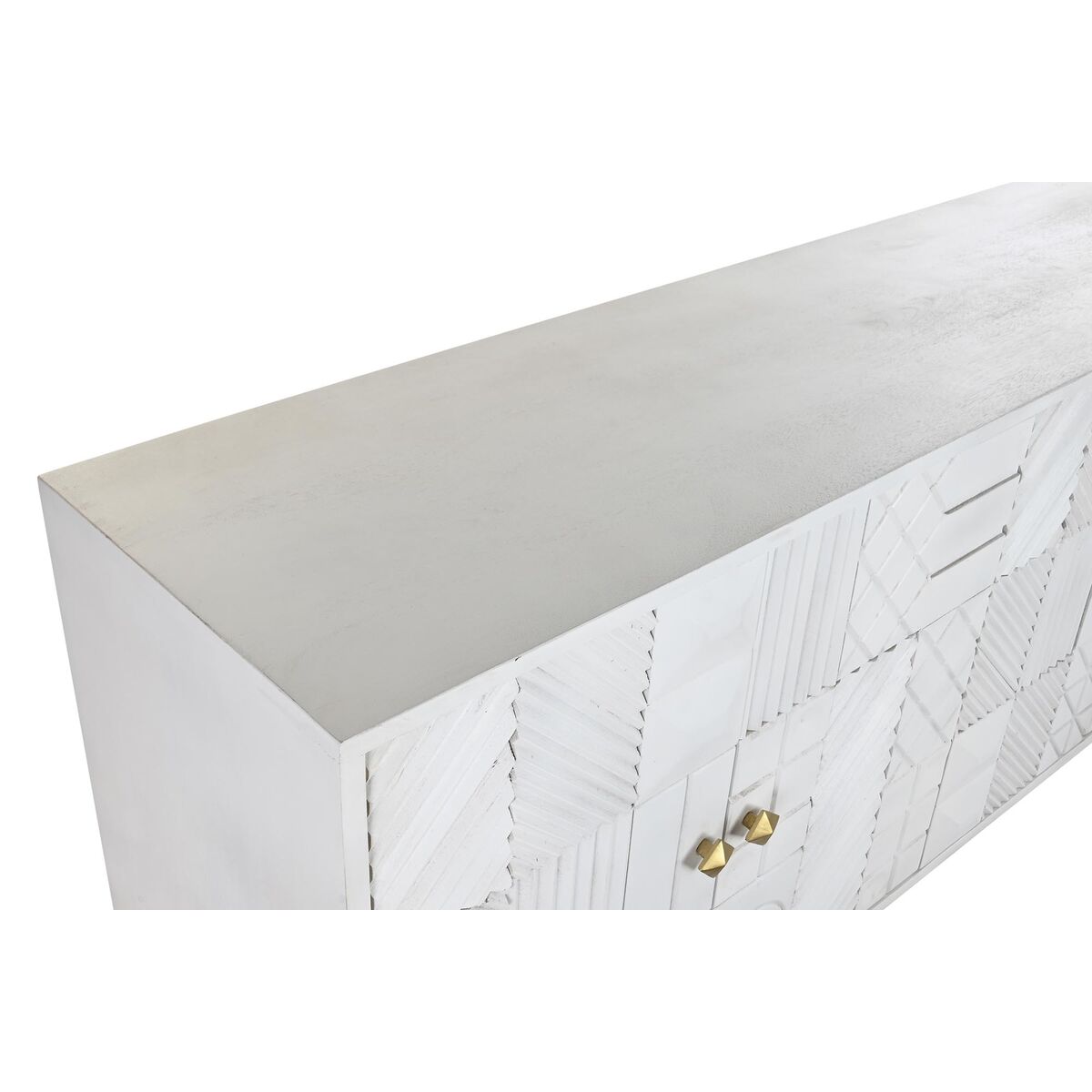 Skänk DKD Home Decor Vit Mässing Mangoträ 157 x 43 x 84 cm 153 x 43 x 84 cm Romb - 11