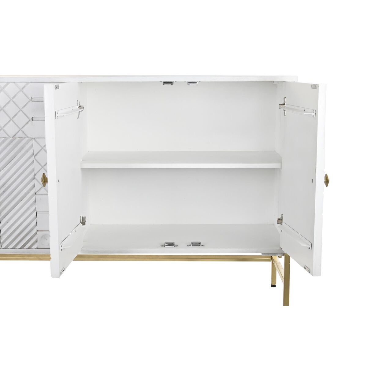 Skänk DKD Home Decor Vit Mässing Mangoträ 157 x 43 x 84 cm 153 x 43 x 84 cm Romb - 6