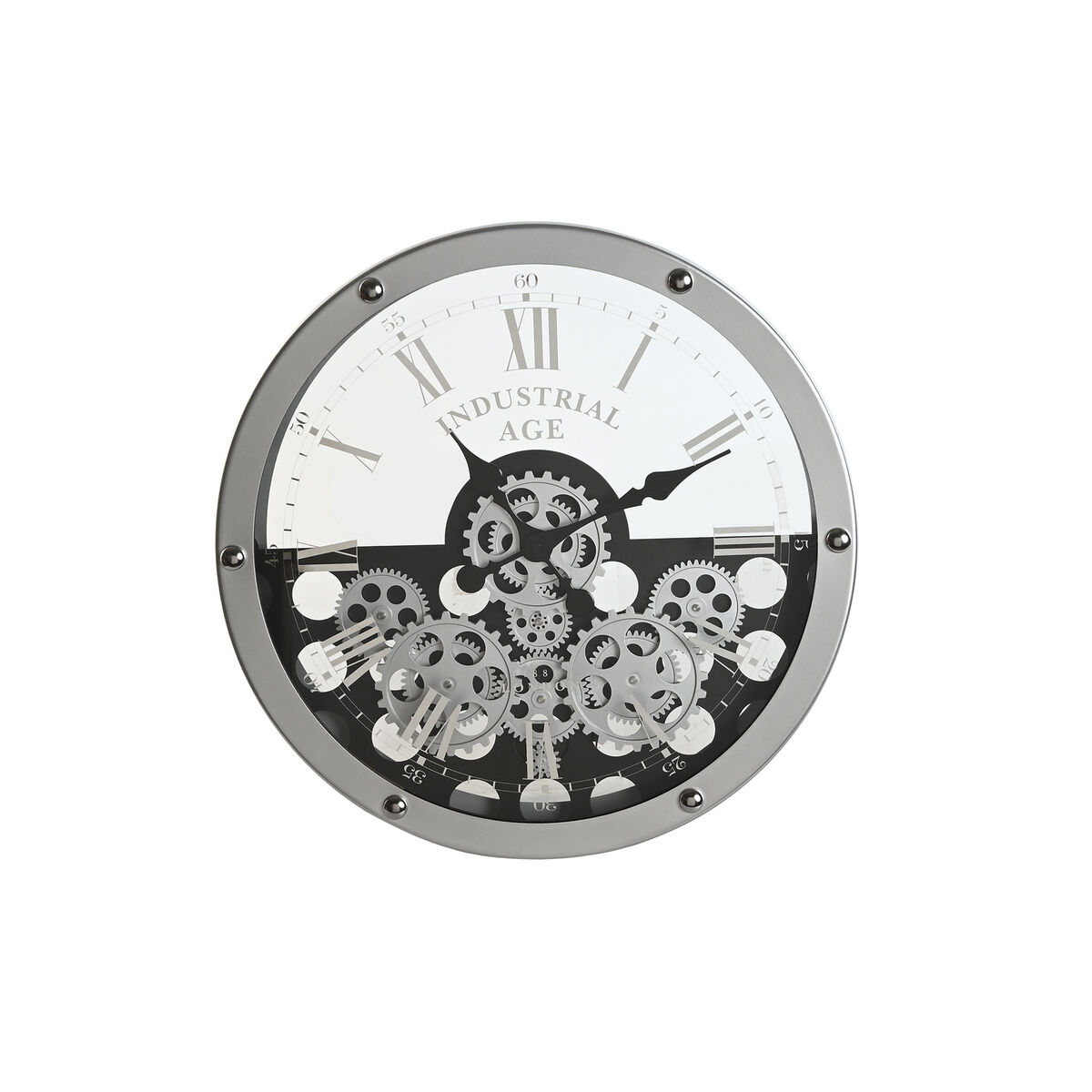 Väggklocka Home ESPRIT Svart Silvrig Metall Glas Drev 52 x 8,5 x 52 cm