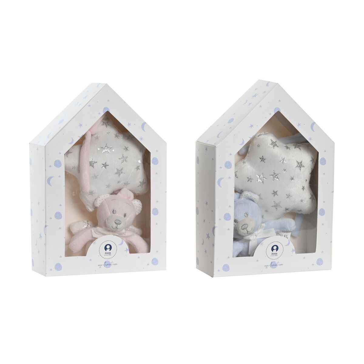 Mjukisleksak DKD Home Decor Blå Rosa Björn Stjärna 13 x 6 x 40 cm (2 antal) - 2
