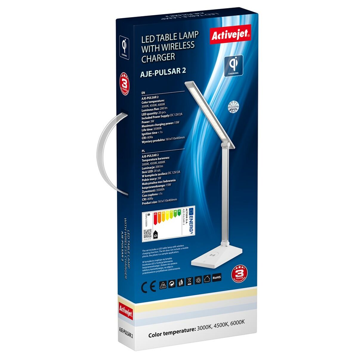 Bordslampa Activejet AJE-PULSAR 2 Silvrig polystyren ABS 3 W 12 V - 4