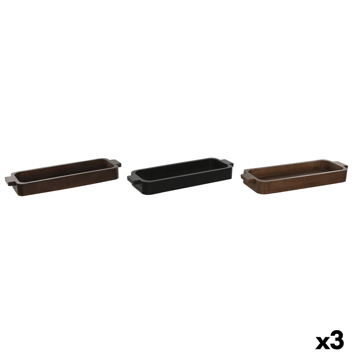 Bordsdekoration Home ESPRIT Brun Svart Ljusbrun Mangoträ 46 x 15 x 5 cm (3 antal) - 5