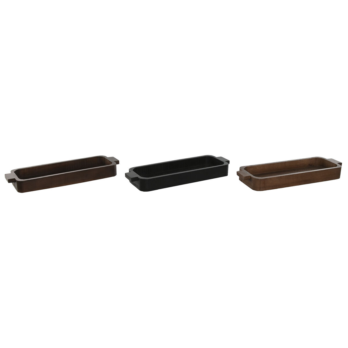 Bordsdekoration Home ESPRIT Brun Svart Ljusbrun Mangoträ 46 x 15 x 5 cm (3 antal)