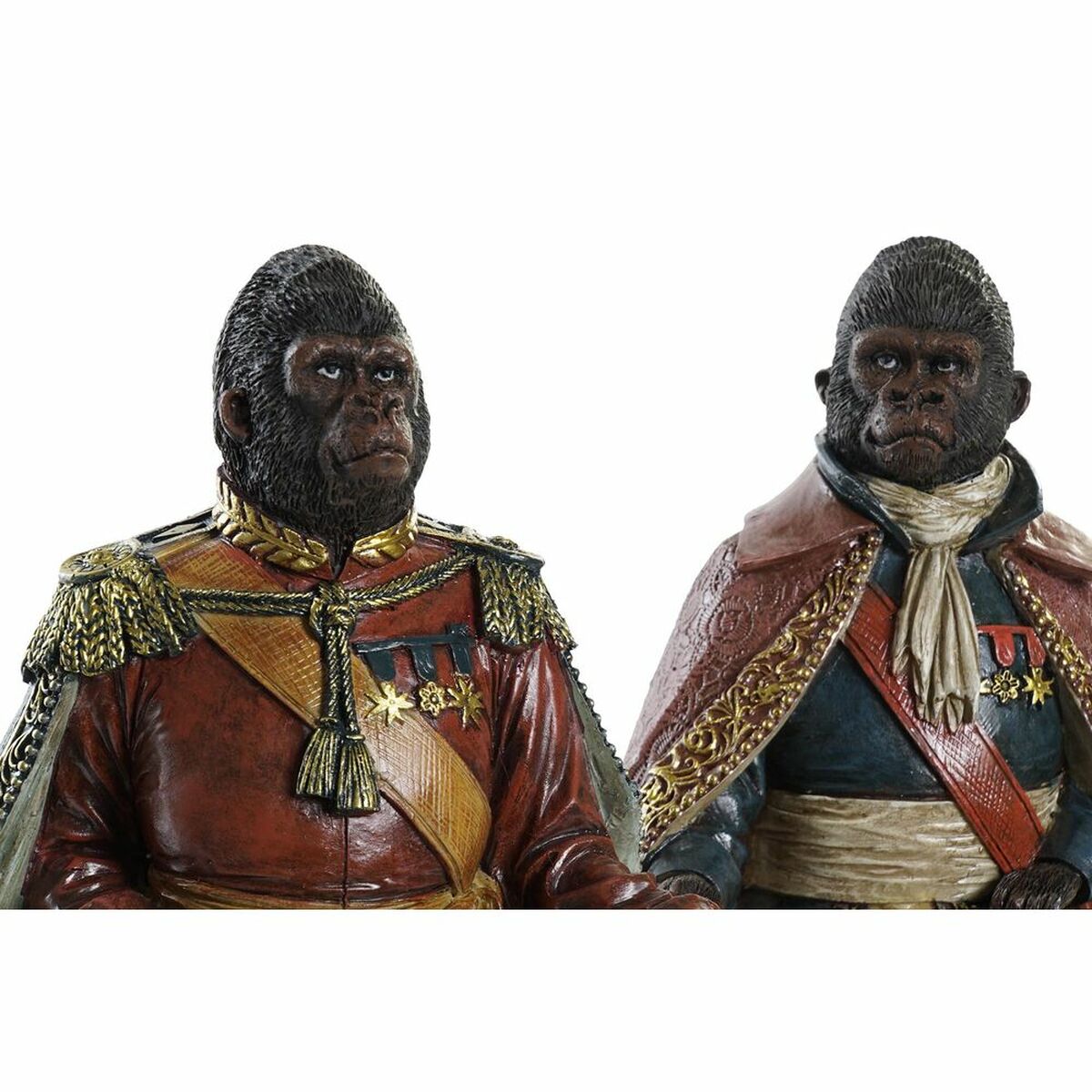 Prydnadsfigur DKD Home Decor 14 x 12,5 x 31,5 cm Brun Multicolour Kolonial Gorilla (2 antal) - 8