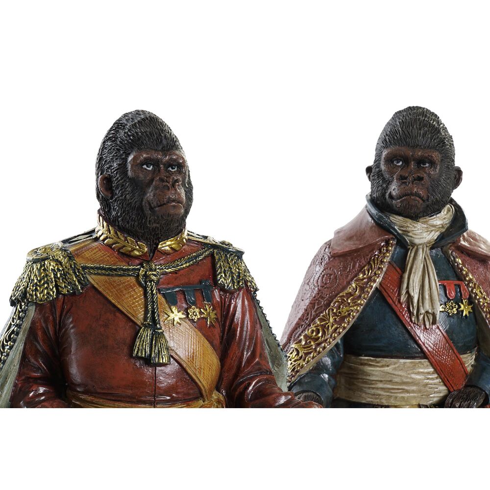 Prydnadsfigur DKD Home Decor 14 x 12,5 x 31,5 cm Brun Multicolour Kolonial Gorilla (2 antal) - 3