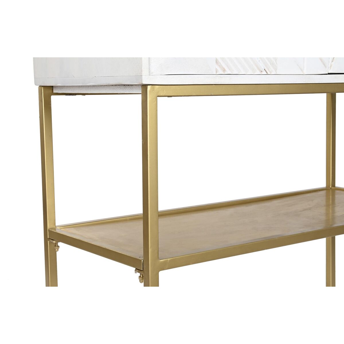 Skänk DKD Home Decor Vit Gyllene Metall Mangoträ 91 x 44 x 152 cm - 3