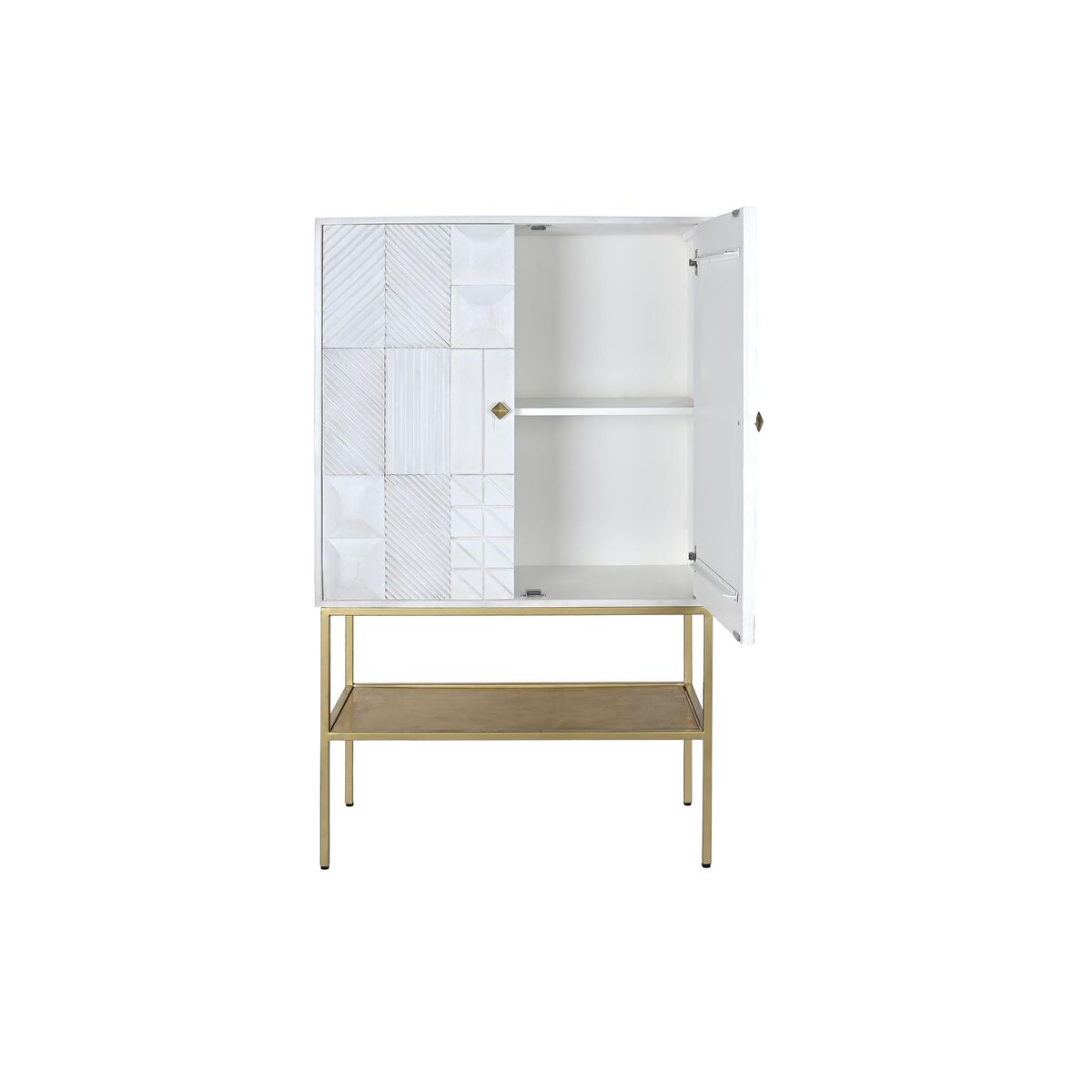 Skänk DKD Home Decor Vit Gyllene Metall Mangoträ 91 x 44 x 152 cm - 4