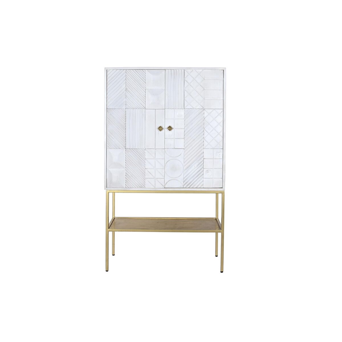 Skänk DKD Home Decor Vit Gyllene Metall Mangoträ 91 x 44 x 152 cm - 9