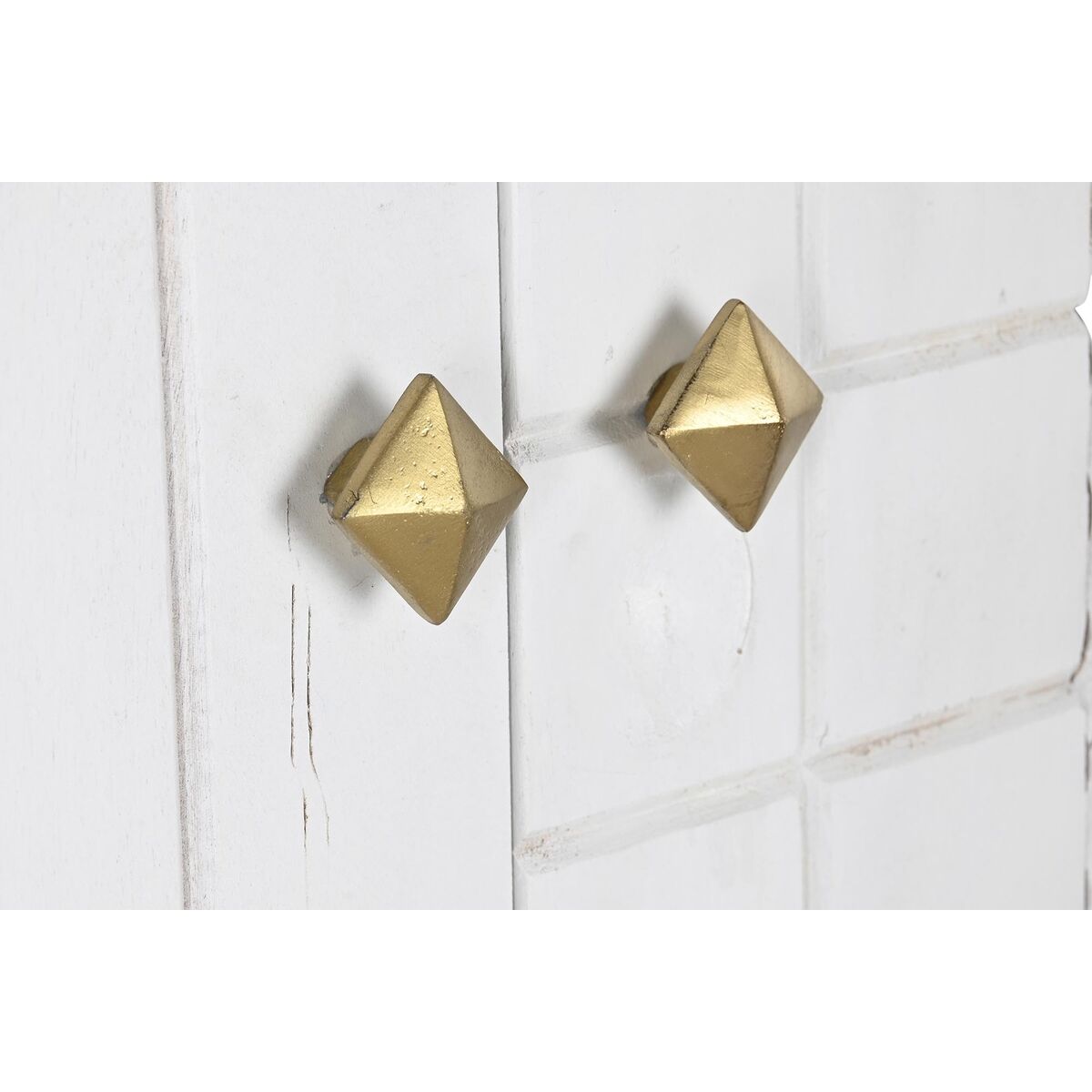 Skänk DKD Home Decor Vit Gyllene Metall Mangoträ 91 x 44 x 152 cm - 2