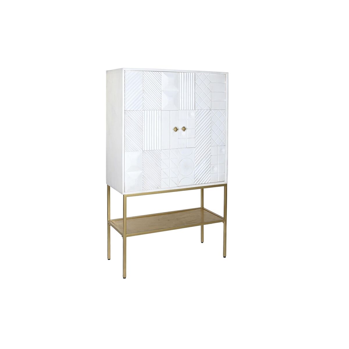 Skänk DKD Home Decor Vit Gyllene Metall Mangoträ 91 x 44 x 152 cm - 7